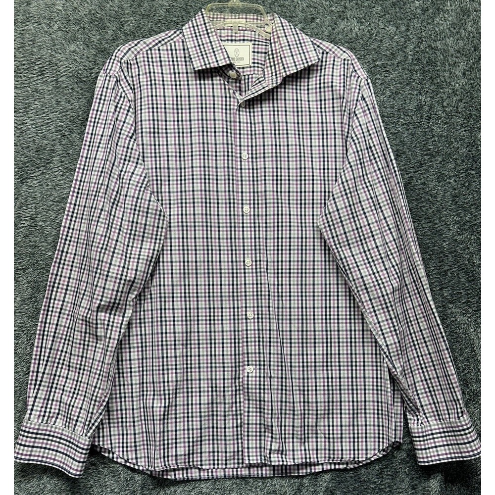 Todd Snyder Mens Size 16.5 Purple White Long Sleeve Button Down Shirt (K8)